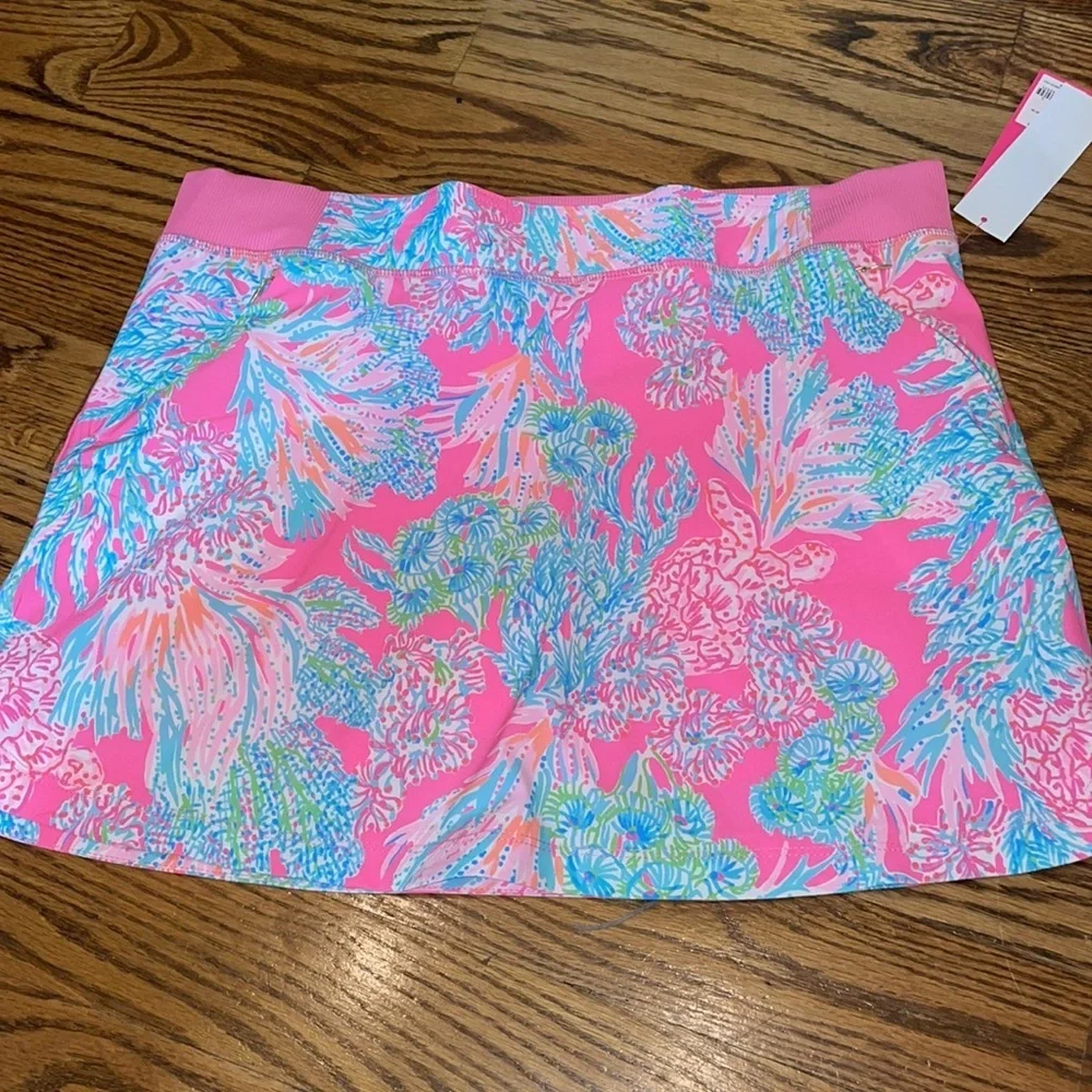 Lilly Pulitzer UPF 50+ Luxletic Run Around Skort Prosecco Pink Seaing Things L - Picture 3 of 9